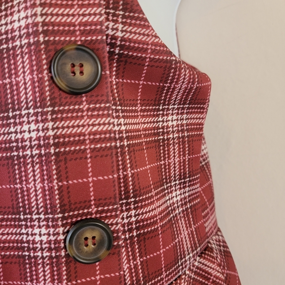 Knit Works Red Tartan Plaid Mini Dress Girls XL/S-M Academia Y2K Preppy Anime - Picture 4 of 10